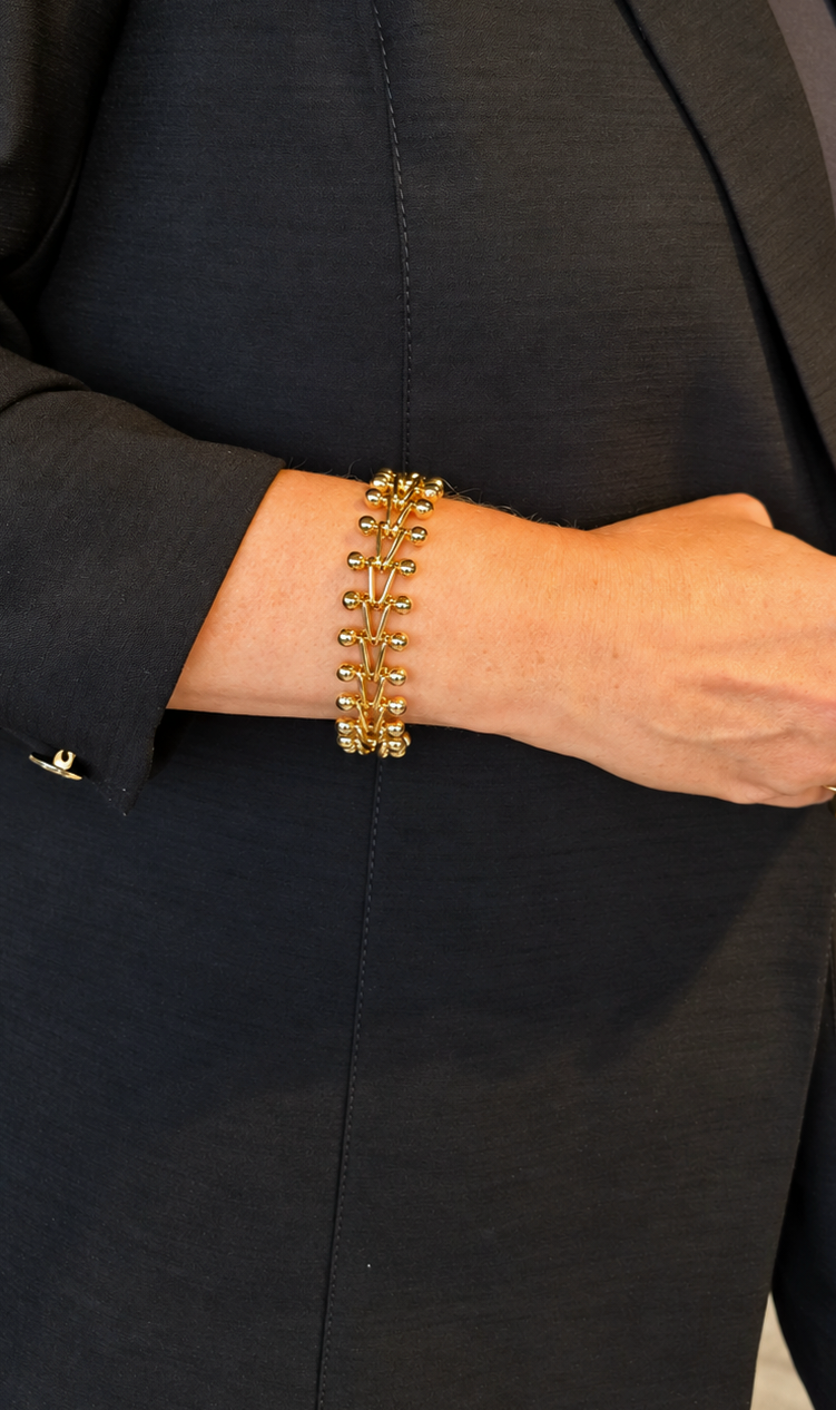 Pulseira Feminina Dourada Statement com Hastes e Esferas - foto 2