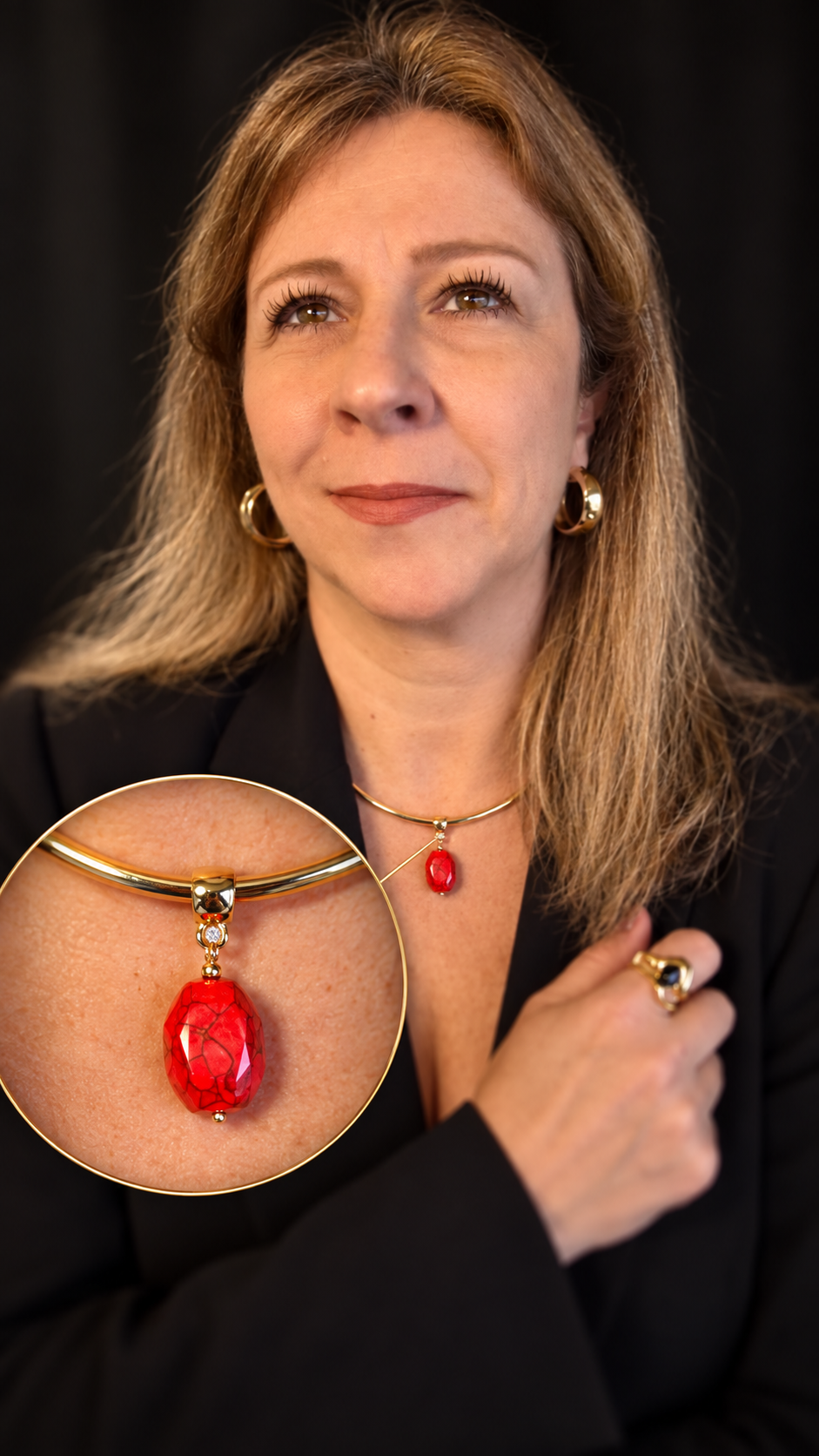 Colar Dourado com Pingente Coral - foto 4