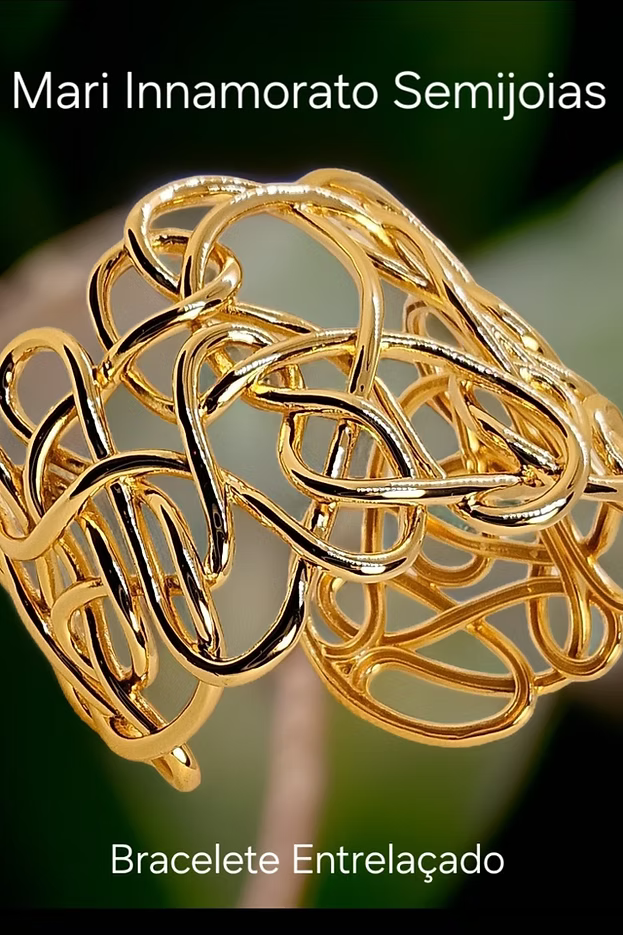 Bracelete Feminino Entrelaçado Banhado a Ouro – Twist