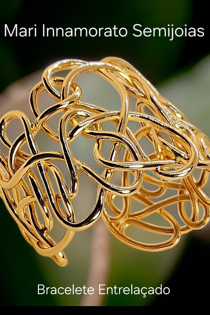 Bracelete Feminino Entrelaçado Banhado a Ouro – Twist
