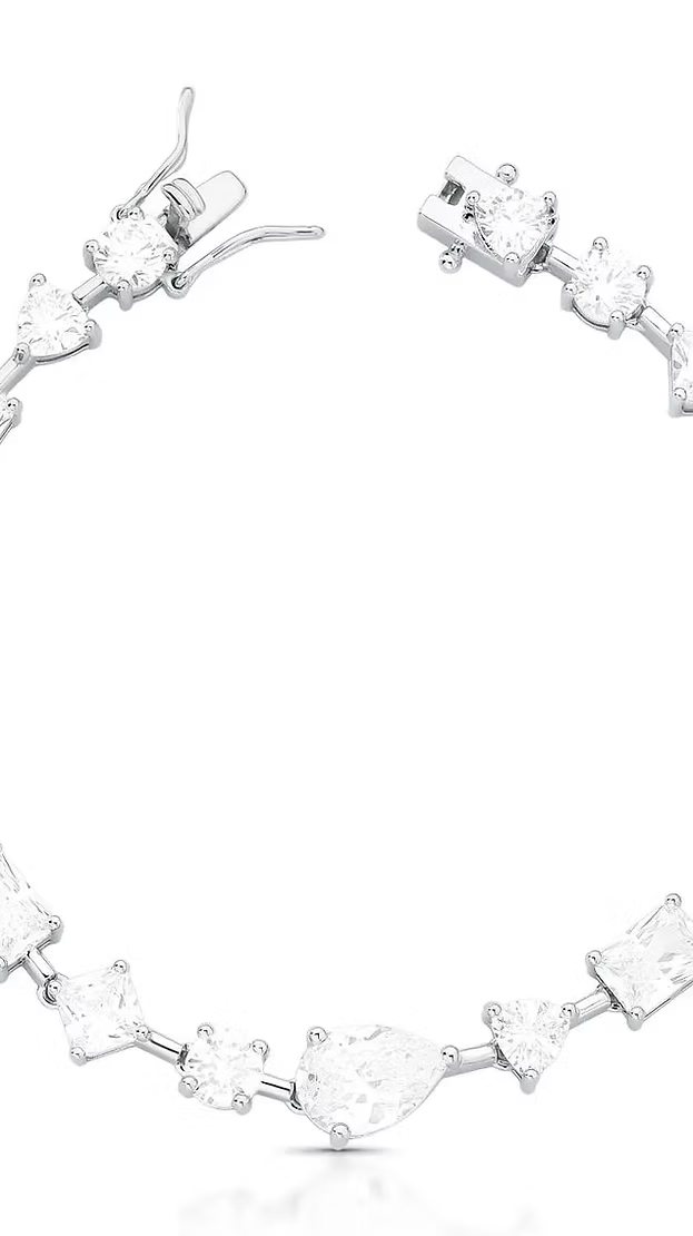 Pulseira Feminina com Cristais Geométricos e em Gota Intercalados – Crystal