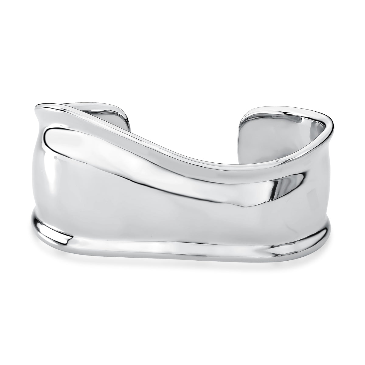 Bracelete Feminino Curvo Largo em Ródio Branco - foto 3