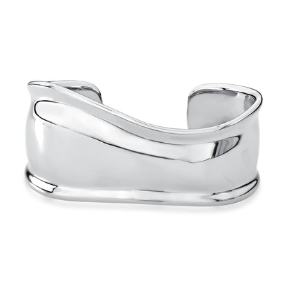 Bracelete Feminino Curvo Largo em Ródio Branco - foto 3