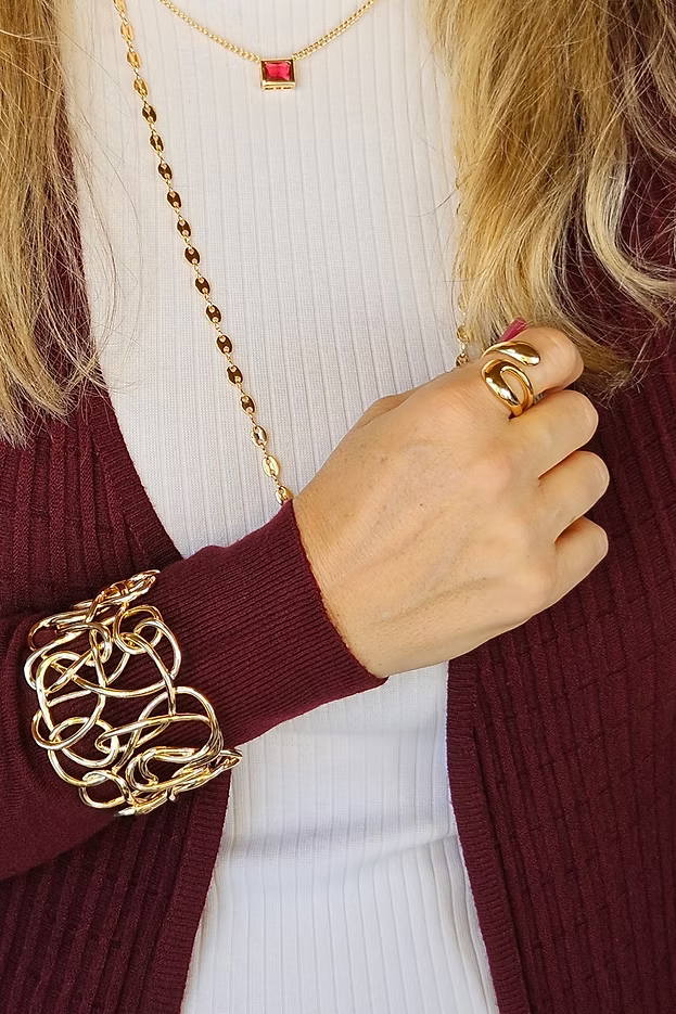 Bracelete Feminino Entrelaçado Banhado a Ouro – Twist