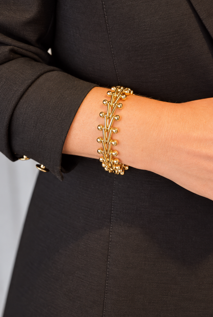 Pulseira Feminina Dourada Statement com Hastes e Esferas - foto 3
