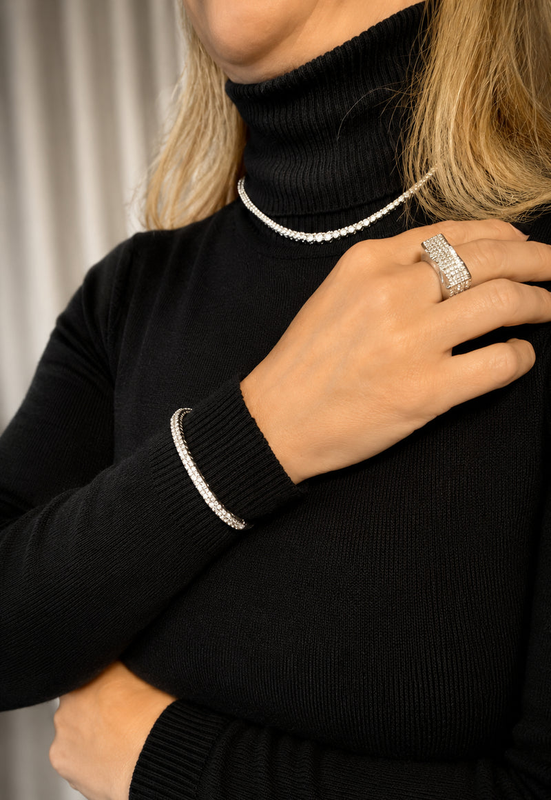 BRACELETE RÍGIDO RETANGULAR COM ZIRCÔNIAS